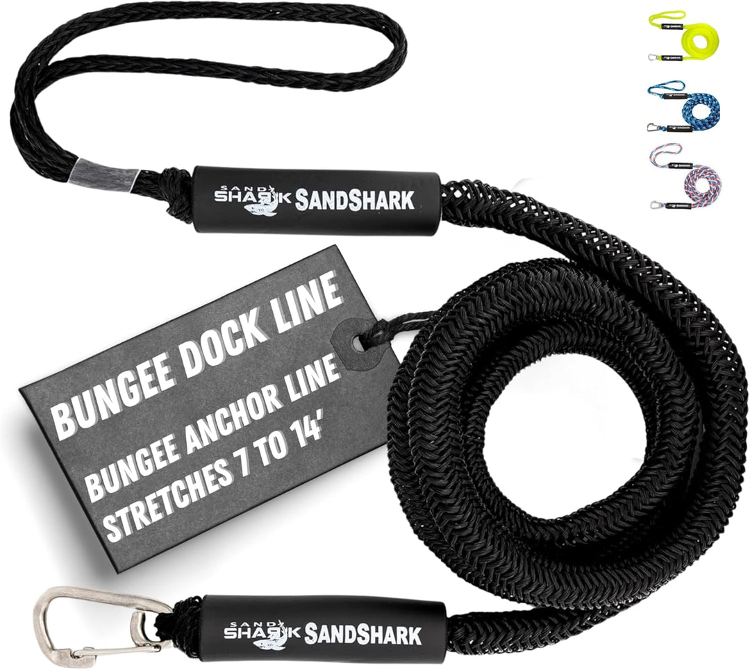 7-14ft Bungee Dock Line, Anchor Line, by Sandshark – Perfect Docking Solution for Boats & Jet Skis