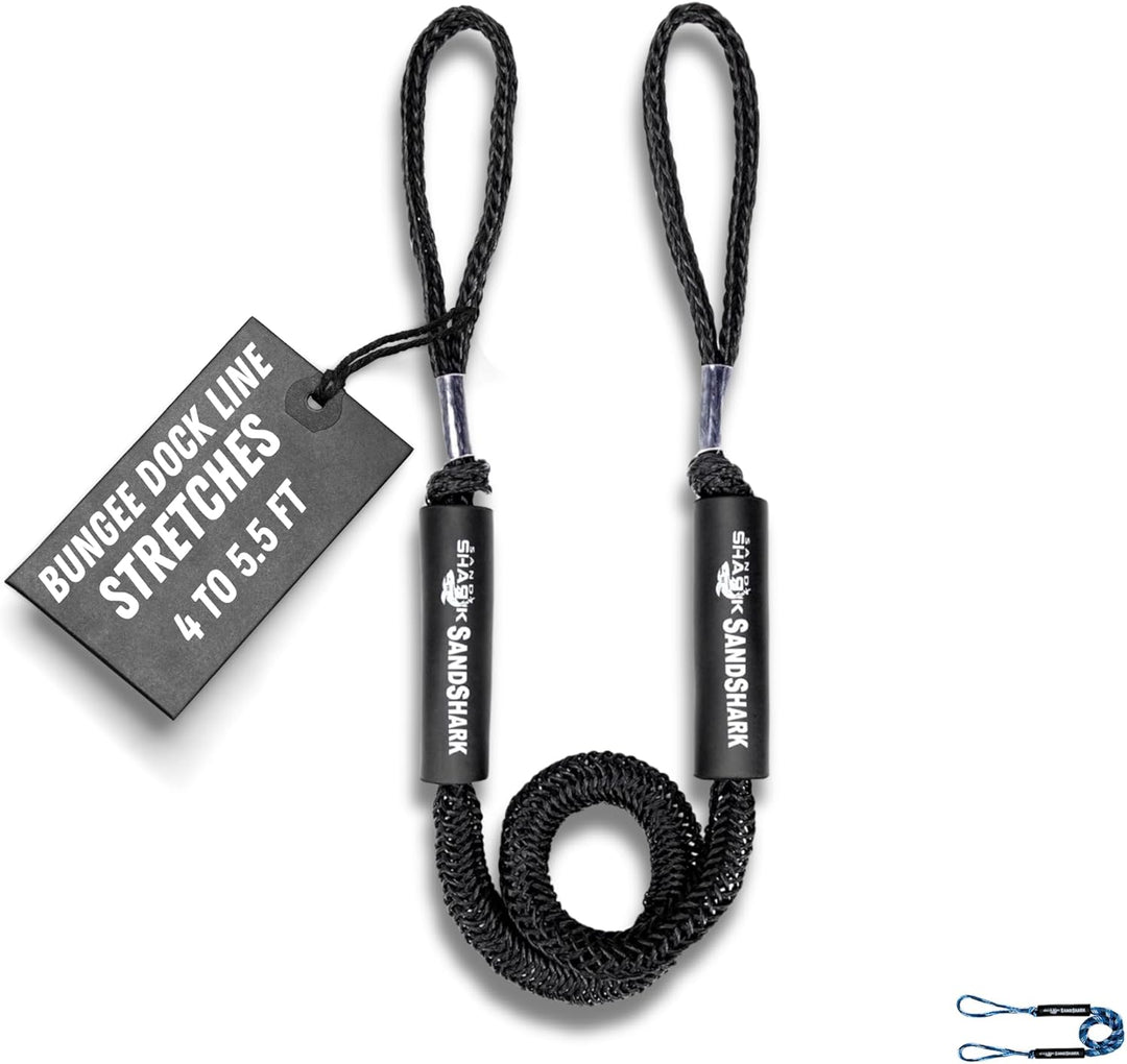 2-Pack Bungee Dock Lines For Boats - Stretchable Boat Rope With Hooks, Boating Accessories