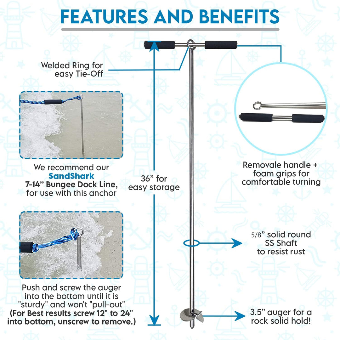 Lite 36 Anchor by SandShark Anchor – Reliable &amp; Portable Anchor for Boats and Pontoons