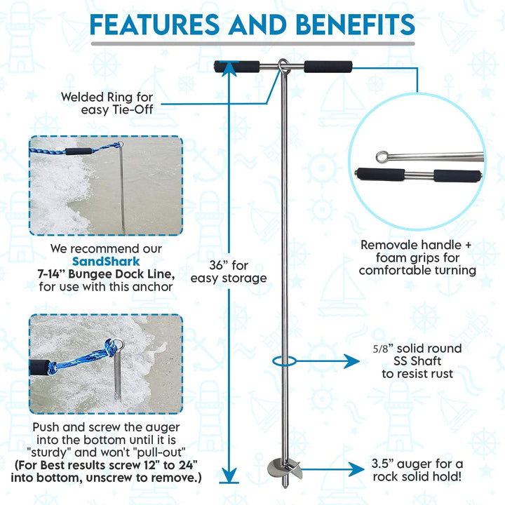 Lite 36 Anchor by SandShark Anchor – Reliable &amp; Portable Anchor for Boats and Pontoons