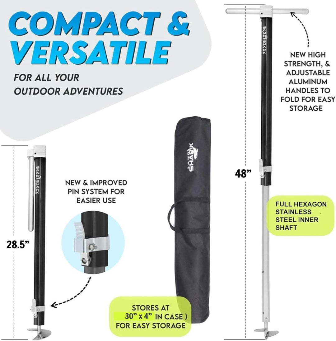 SandShark Anchor Large - Premium Screw in Boat Anchor, Pontoon Boat Anchor, Stainless Steel Shallow Water Anchor Pole, Sand Anchor w/Case - Essential Pontoon Boat Accessories