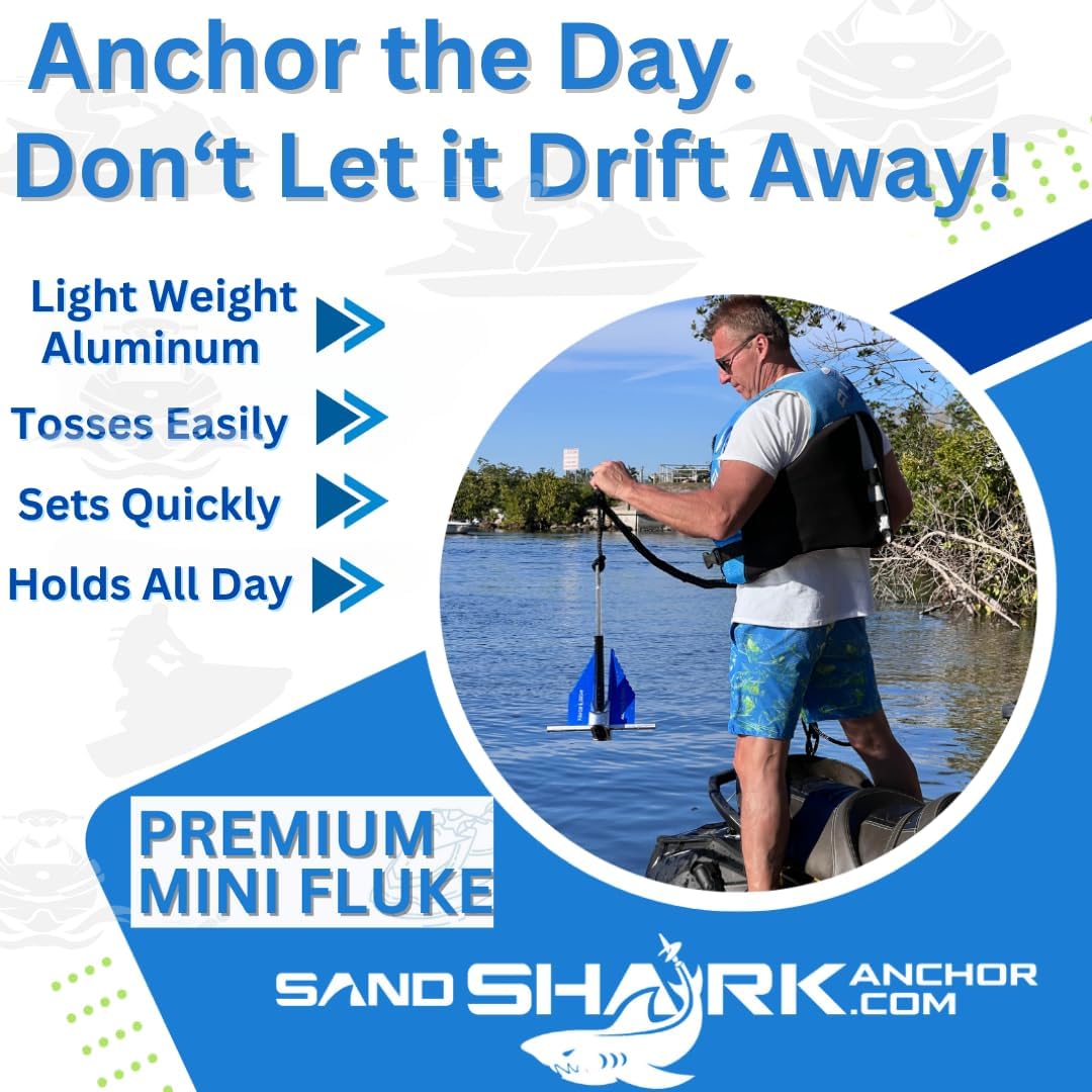 Mini Fluke Anchor by Sandshark – Compact, Powerful Anchor for Jet Skis, PWCs & Small Boats