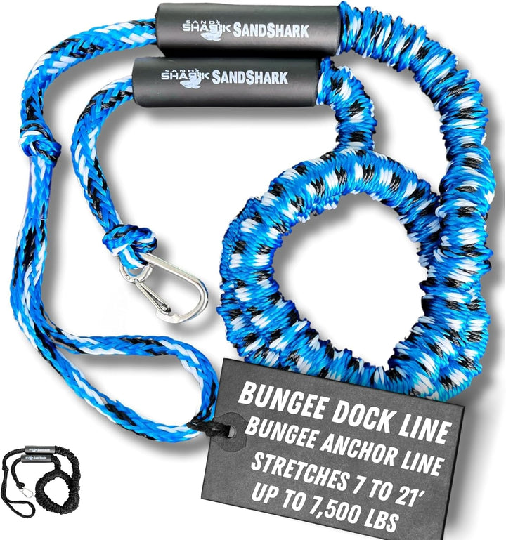 7-21 ft Bungee Dock Line by Sandshark Anchor - The Ultimate Docking Solution for Your Watercraft