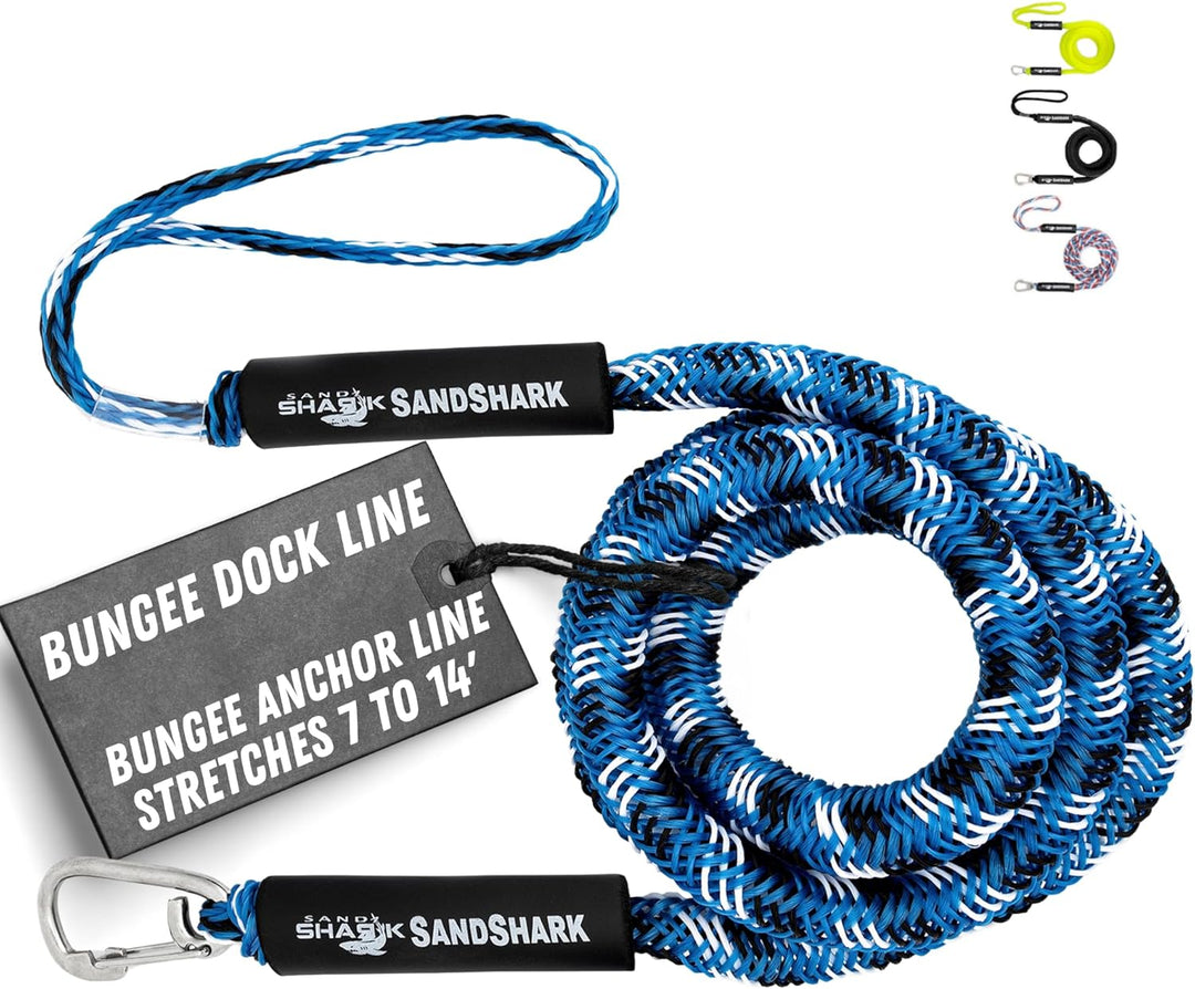 7-14ft Bungee Dock Line, Anchor Line, by Sandshark – Perfect Docking Solution for Boats & Jet Skis