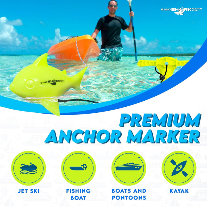 Sandshark Anchor Shark Marker Buoy – Essential For Anchor Safety and Visibility On Kayaks, Jet Skis, Boats, and Pontoons