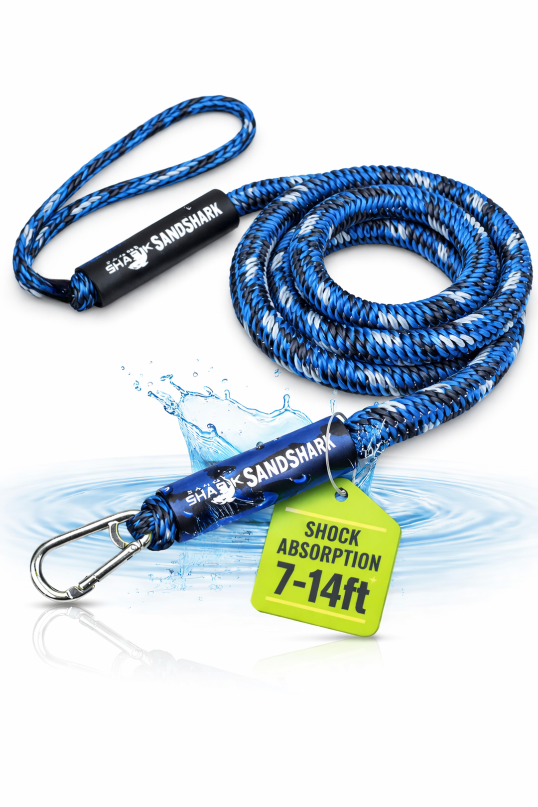 7-14ft Bungee Dock Line, Anchor Line, by Sandshark – Perfect Docking Solution for Boats & Jet Skis