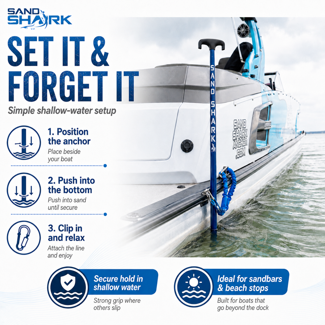 SandShark SandSpear Spike Anchor Shallow Water Anchor Pole – 2-Piece Sandbar Boat Anchor