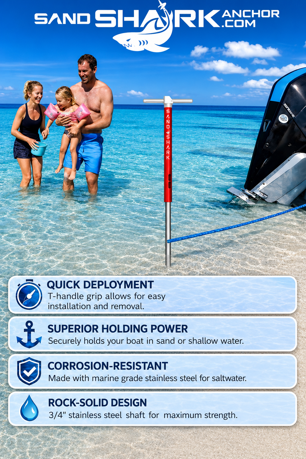 Ultimate Large - Premium Screw in Boat & Pontoon, Stainless Steel (29"-48", Case)