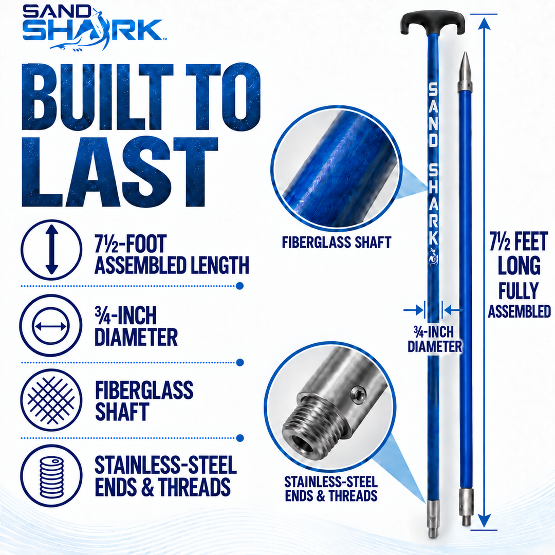 SandShark SandSpear Spike Anchor Shallow Water Anchor Pole – 2-Piece Sandbar Boat Anchor