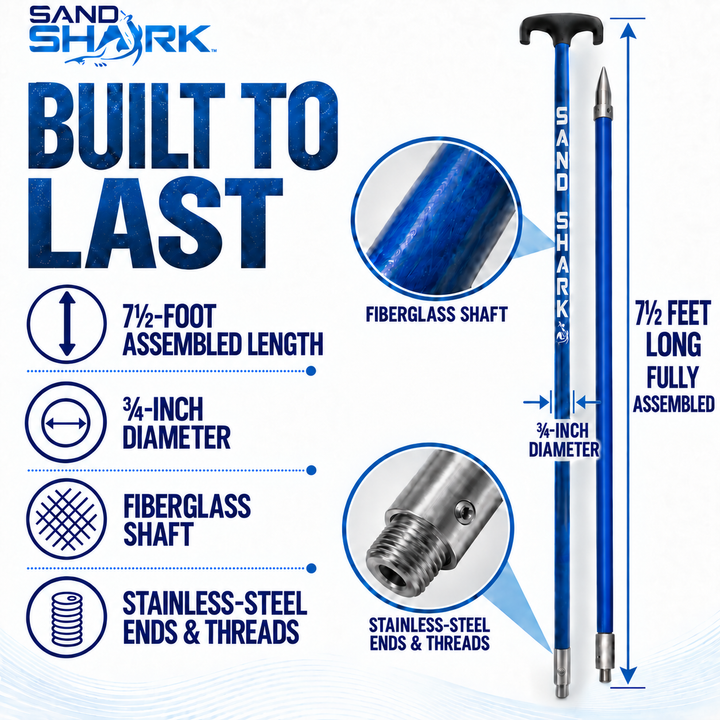 SandShark SandSpear Spike Anchor Shallow Water Anchor Pole – 2-Piece Sandbar Boat Anchor