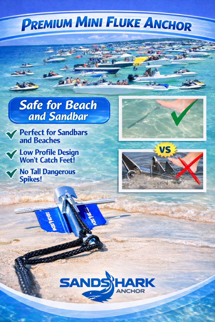 Mini Fluke Anchor– Compact, Powerful Anchor for Jet Skis, PWCs, Kayak, & Small Boats (Anchor, Line, Case)