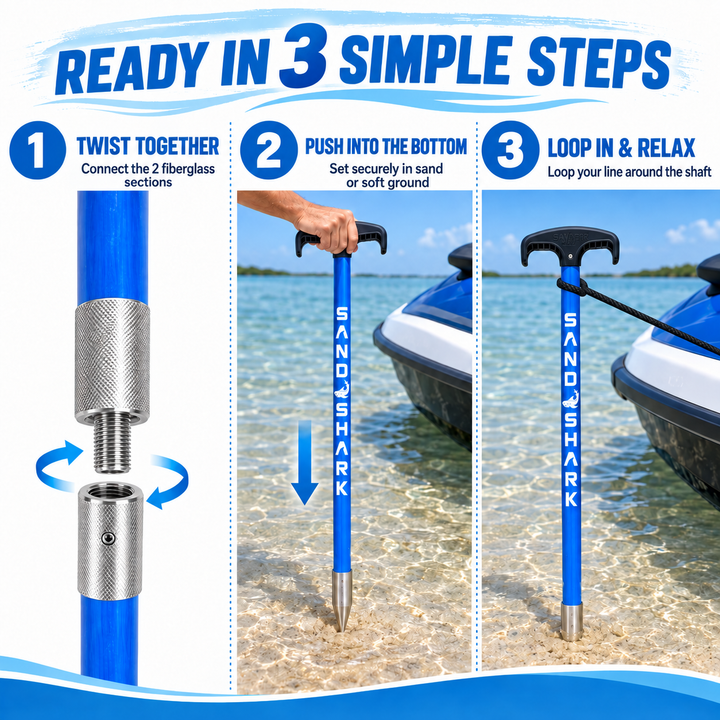 4 FT SandSpear Shallow Water Stick In Sand Anchor By SandShark