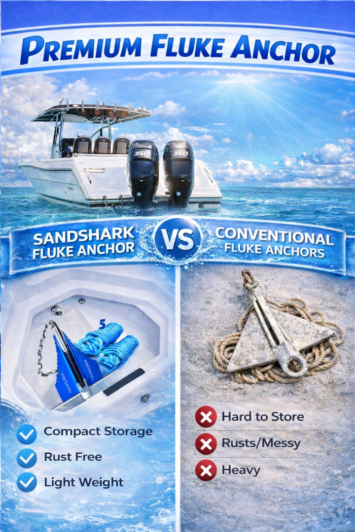 Fluke Anchor by Sandshark – Premium Anchor for Boats & Pontoons