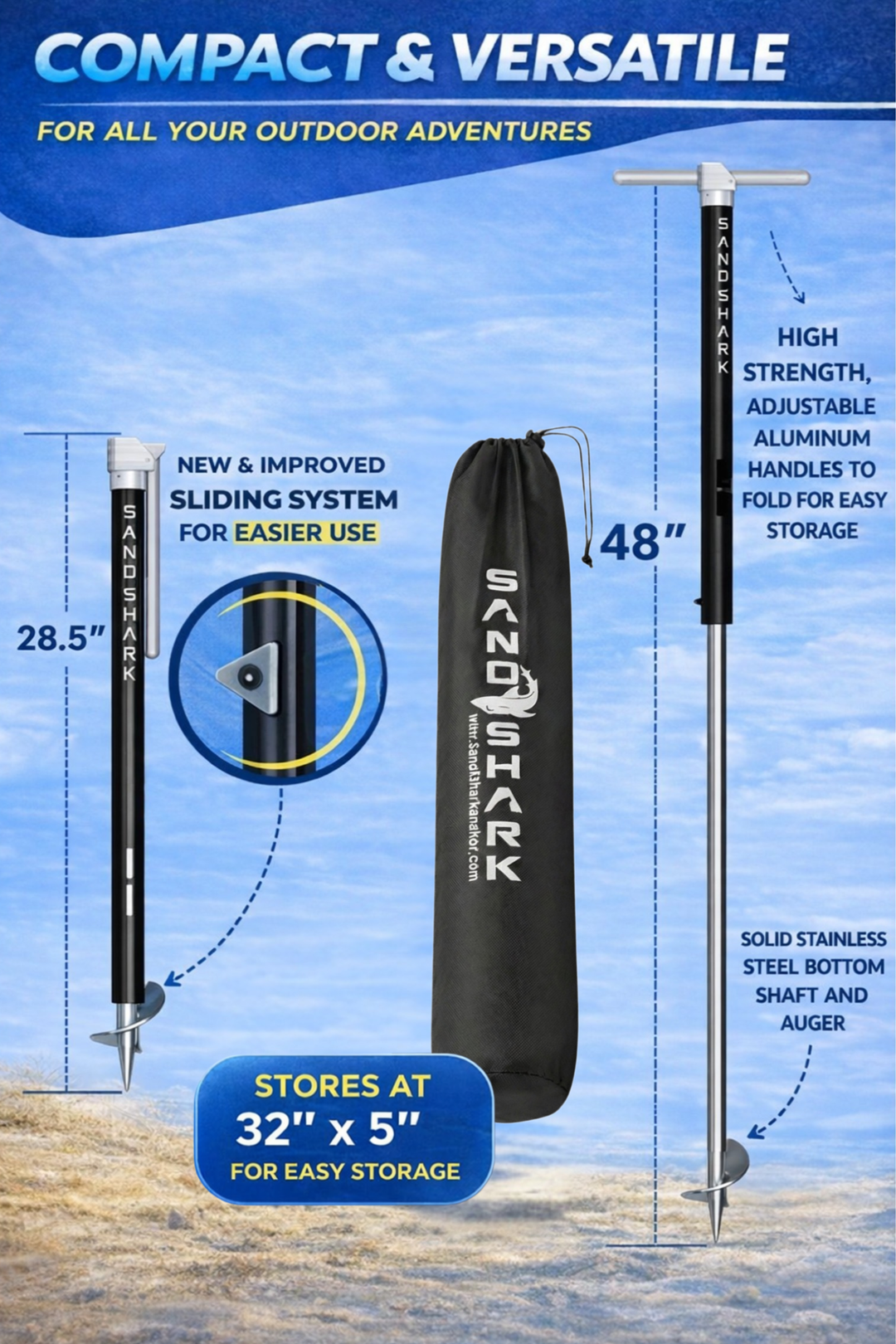 Ultimate Large - Premium Screw in Boat & Pontoon, Stainless Steel (29"-48", Case)