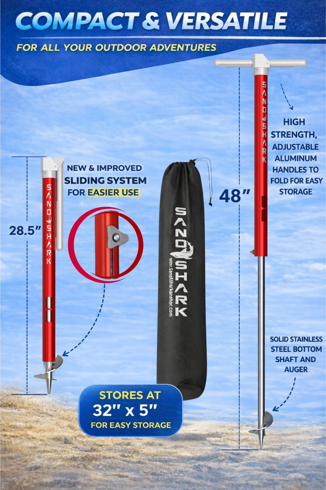 Ultimate Large - Premium Screw in Boat & Pontoon, Stainless Steel (29"-48", Case)