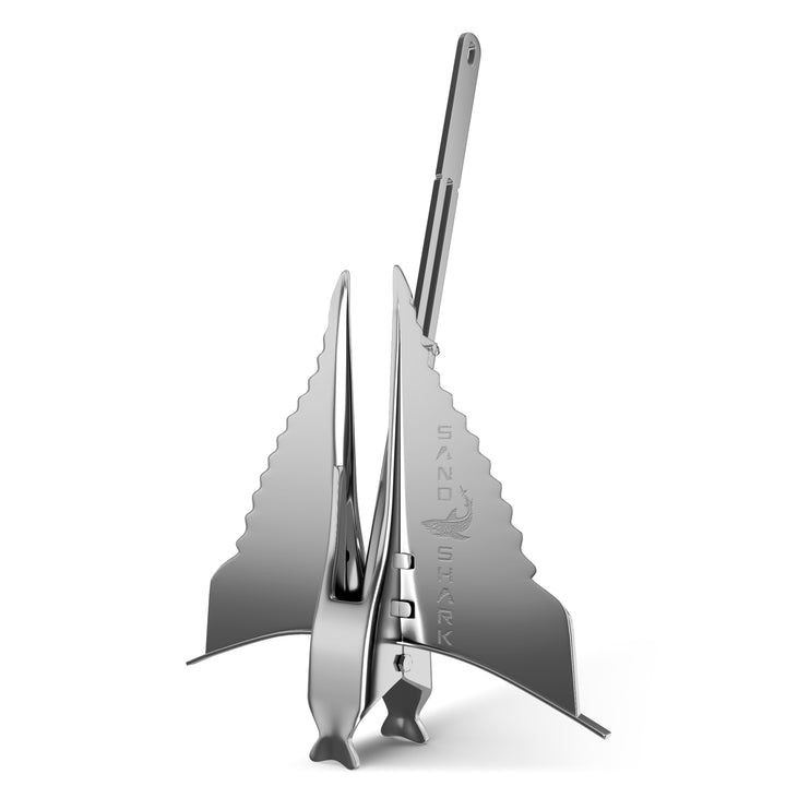 SandShark Premium Stainless Steel Fluke Anchor-Retractable Shaft, Easy Storage-Aluminum Pontoon Boat Anchor, Boats up to 35 ft. Sand Anchor for Boat, Boat Anchor. 12 lbs.