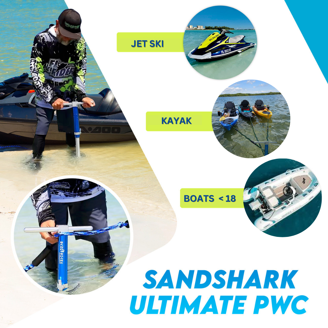 PWC 2.0 Anchor by SandShark  + 1 replacement lowest shaft included– The Ultimate Anchor for Jet Skis & Personal Watercraft