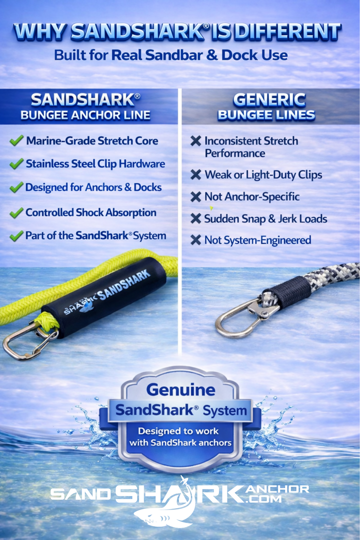 7-14ft Bungee Dock Line, Anchor Line, by Sandshark – Perfect Docking Solution for Boats & Jet Skis