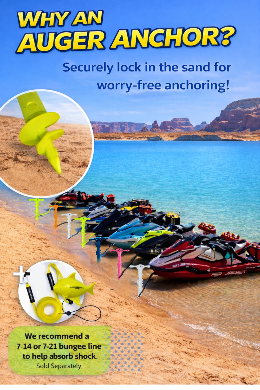 Sport Anchor - Shallow Water Anchor Pole for Boats and PWC. Easy Storage, High-Strength ABS (4' tall)