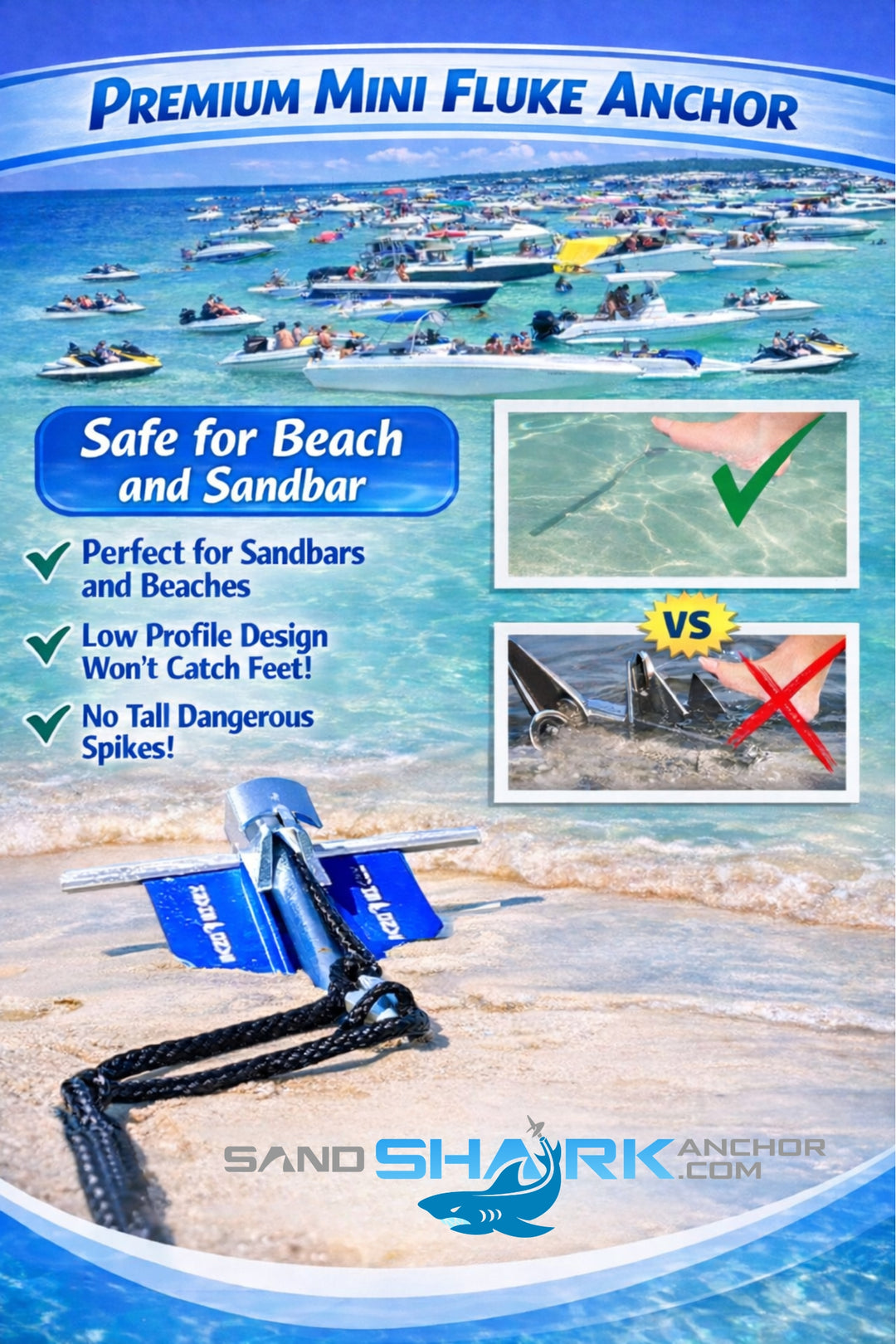 Fluke Anchor by Sandshark – Premium Anchor for Boats & Pontoons