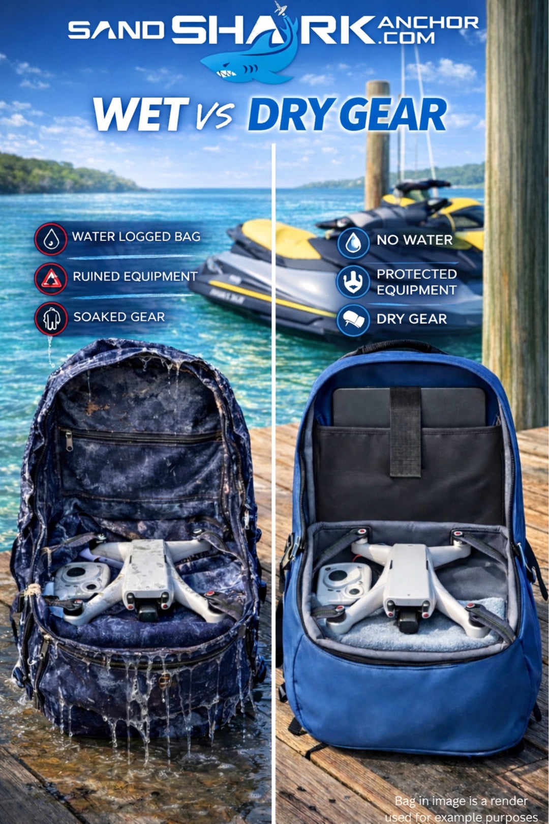 SandShark 25L Waterproof Backpack – IP67 Submersible Backpack with Airtight Zipper, TPU Shell, Laptop Sleeve – Waterproof Dry Bag for Boating, Beach, Swim, Travel & Water Sports