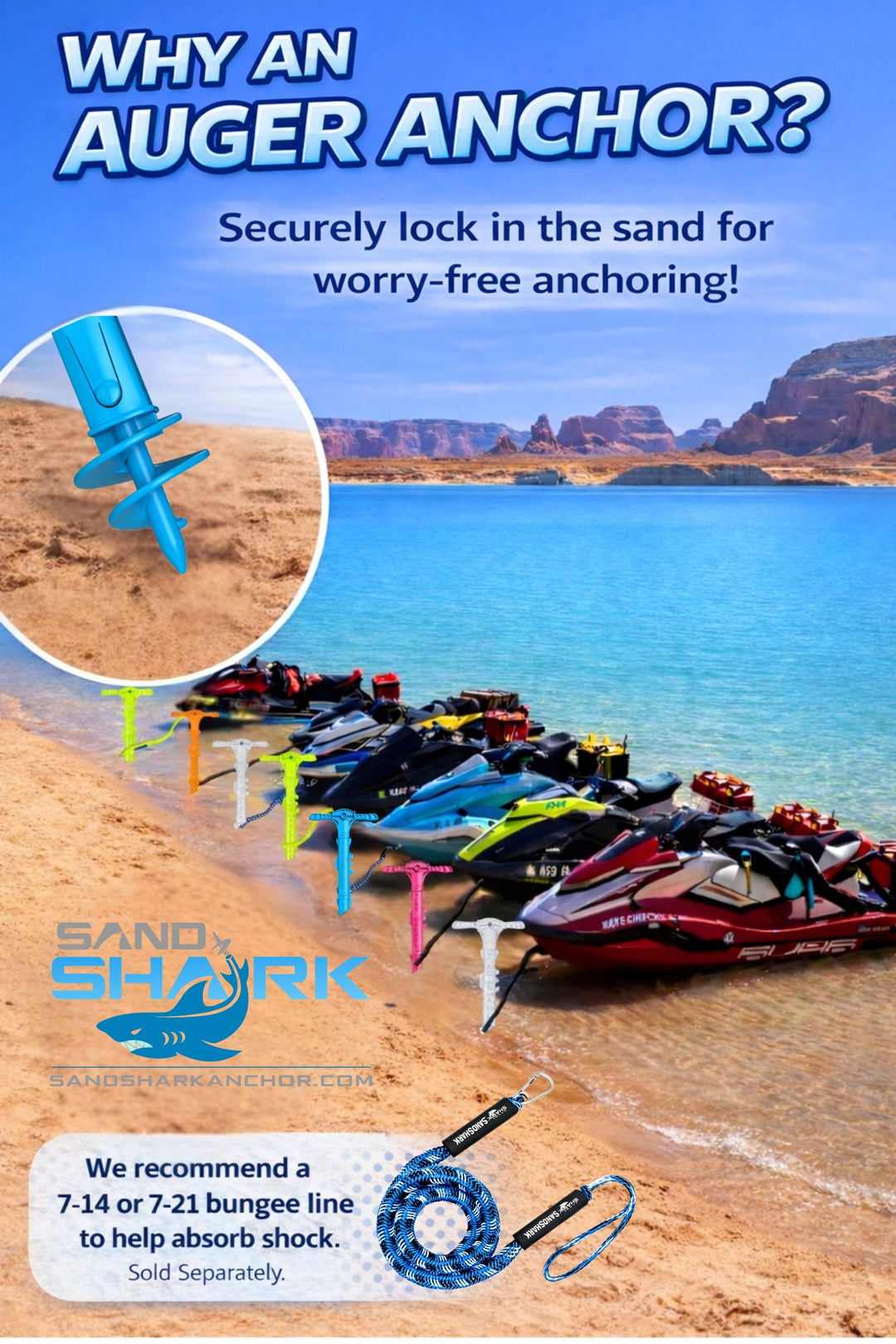 Sport Anchor - Shallow Water Anchor Pole for Boats and PWC. Easy Storage, High-Strength ABS (4' tall)