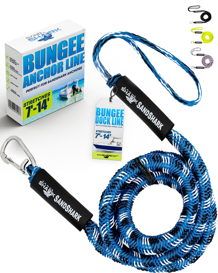 7-14ft Bungee Dock Line, Anchor Line, by Sandshark – Perfect Docking Solution for Boats & Jet Skis