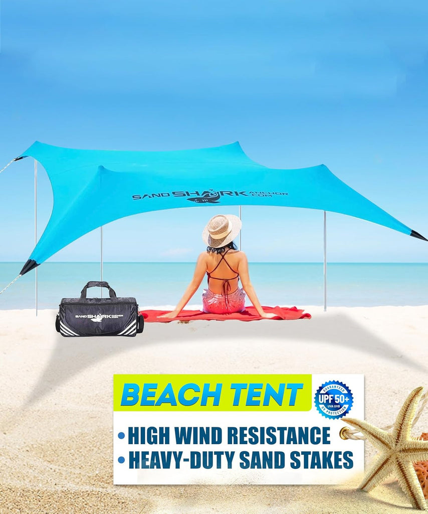 shark beach tent FINAL SALE-CLEARANCE Large Pop Up Beach Tent for Outdoors: Water-Resis –  Sand Shark Anchor