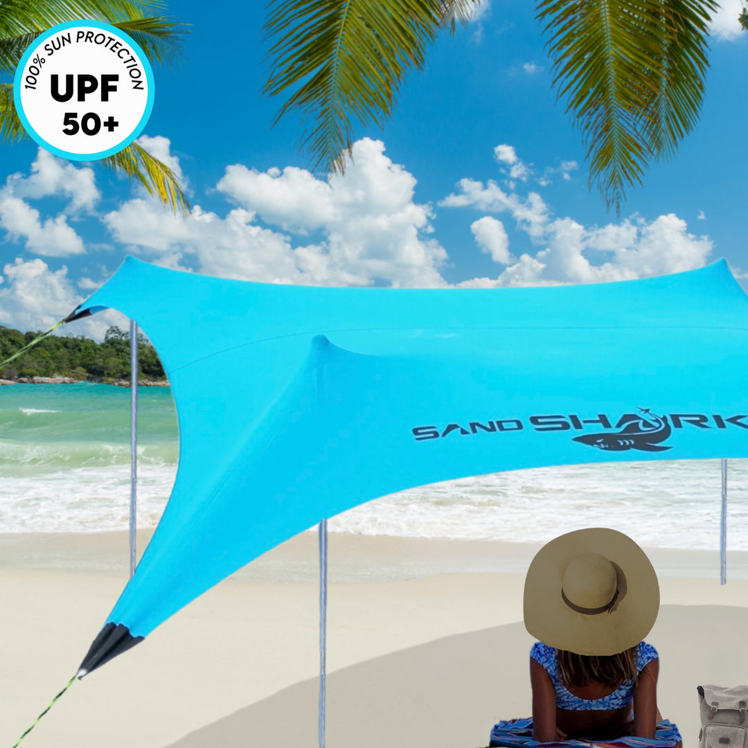 stretch tent beach FINAL SALE-CLEARANCE Large Pop Up Beach Tent for Outdoors: Water-Resis – Sand Shark Anchor
